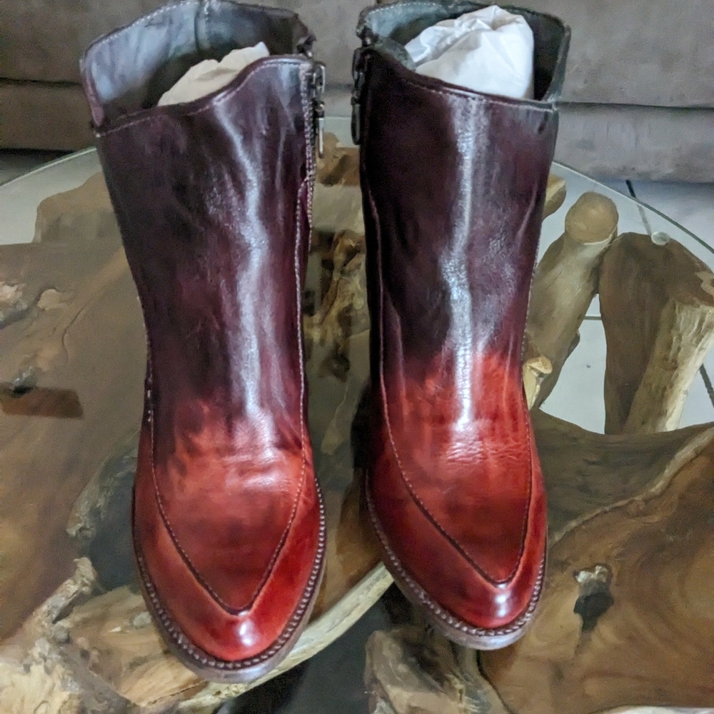 Bed Stu Isla ankle heeled leather boot -8 -Birds of Paradise Tie Dye